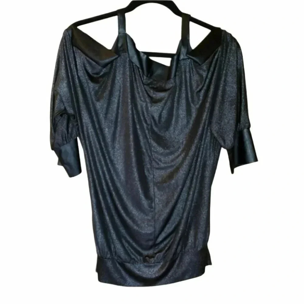 Allen B open shoulder‎ in dark grey top
